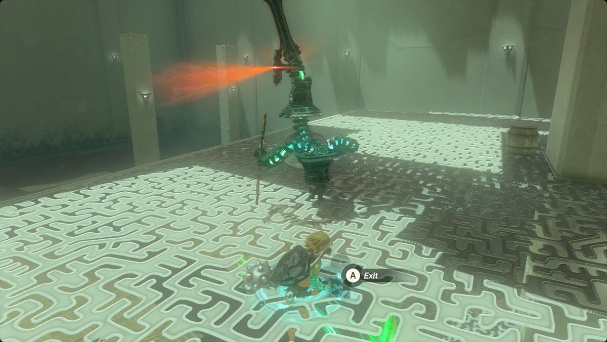 The Legend of Zelda: Tears of the Kingdom Länka med Ascend för att dyka upp bakom en konstruktion i Nouda Shrine.