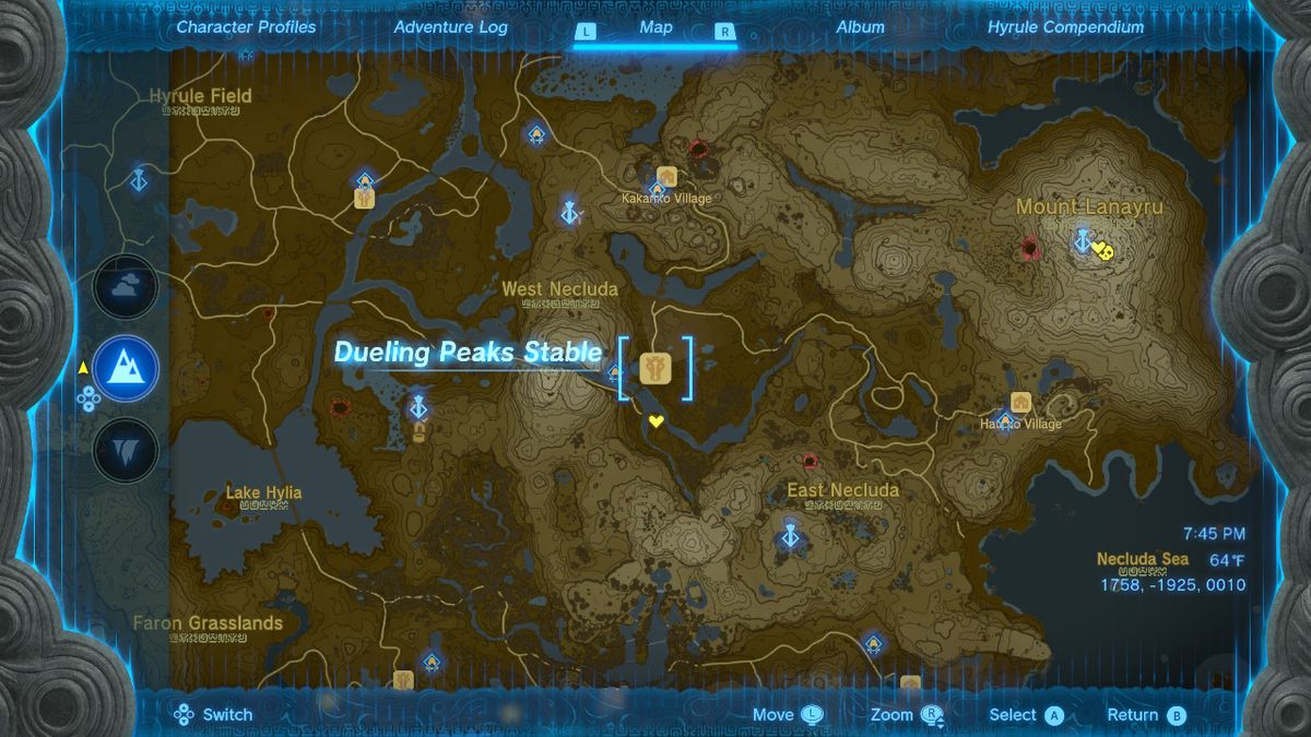 Karta över Dueling Peaks Stable läge