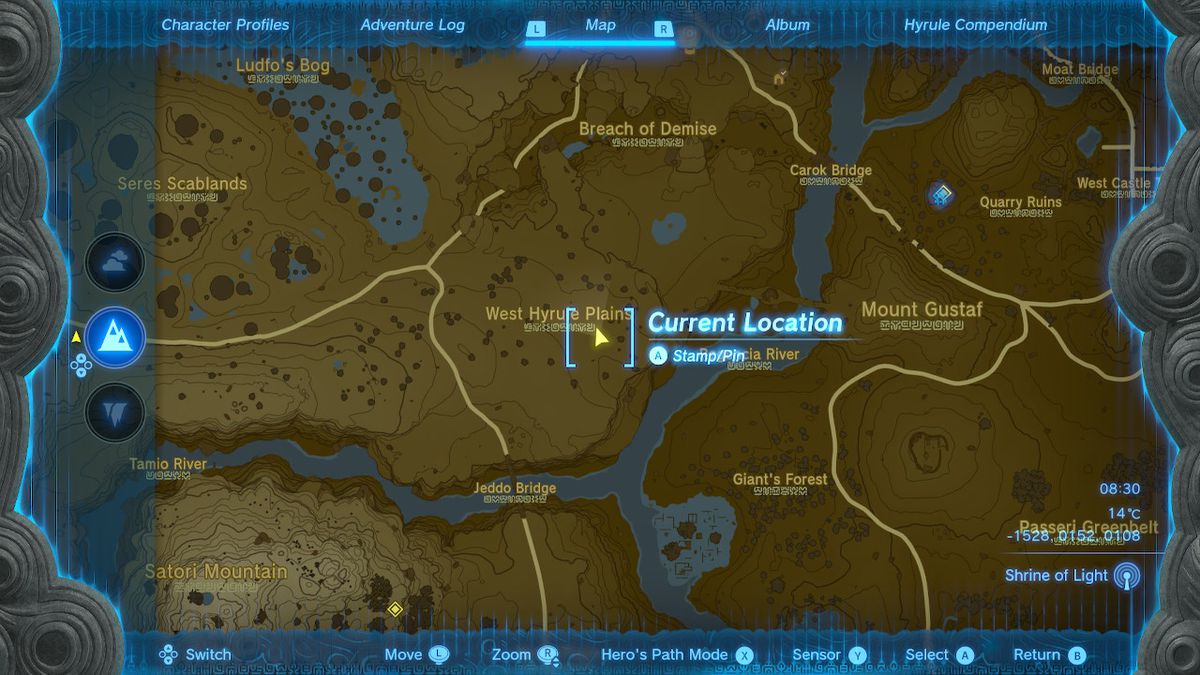 En karta visar platsen för en Lynel i Zelda Tears of the Kingdom.