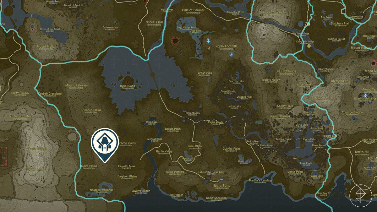 En karta visar platsen för Ishokin Shrine i The Legend of Zelda: Tears of the Kingdom