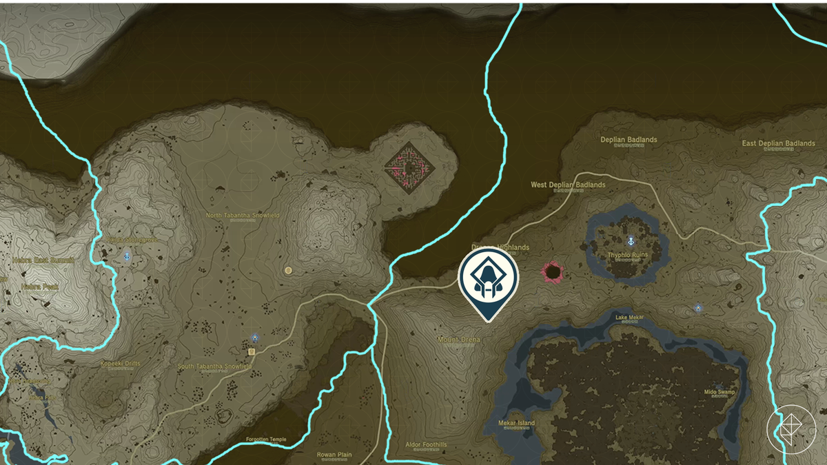 The Kikakin Shrine in Zelda: Tears of the Kingdom på en karta gjord av Polygon