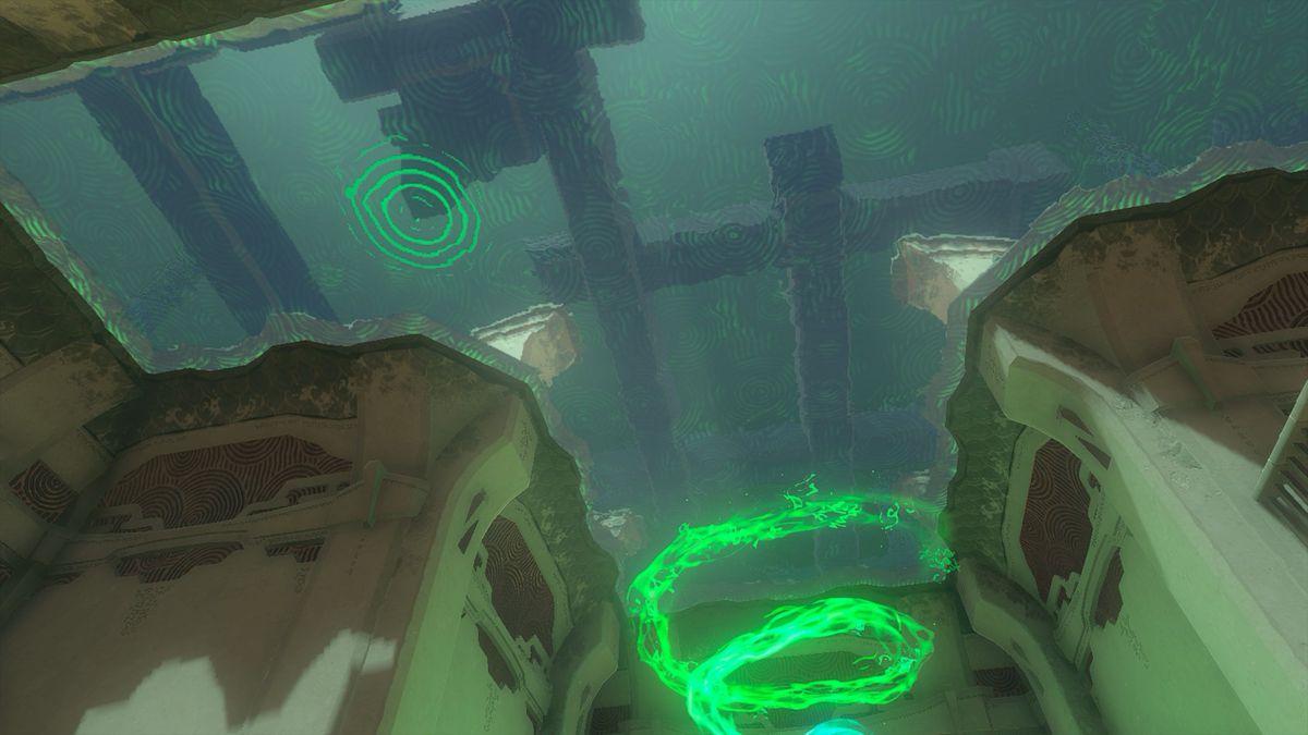 Taket som visar en grön cirkel ovanför Kyokugon-helgedomsutgången i The Legend of Zelda: Tears of the Kingdom