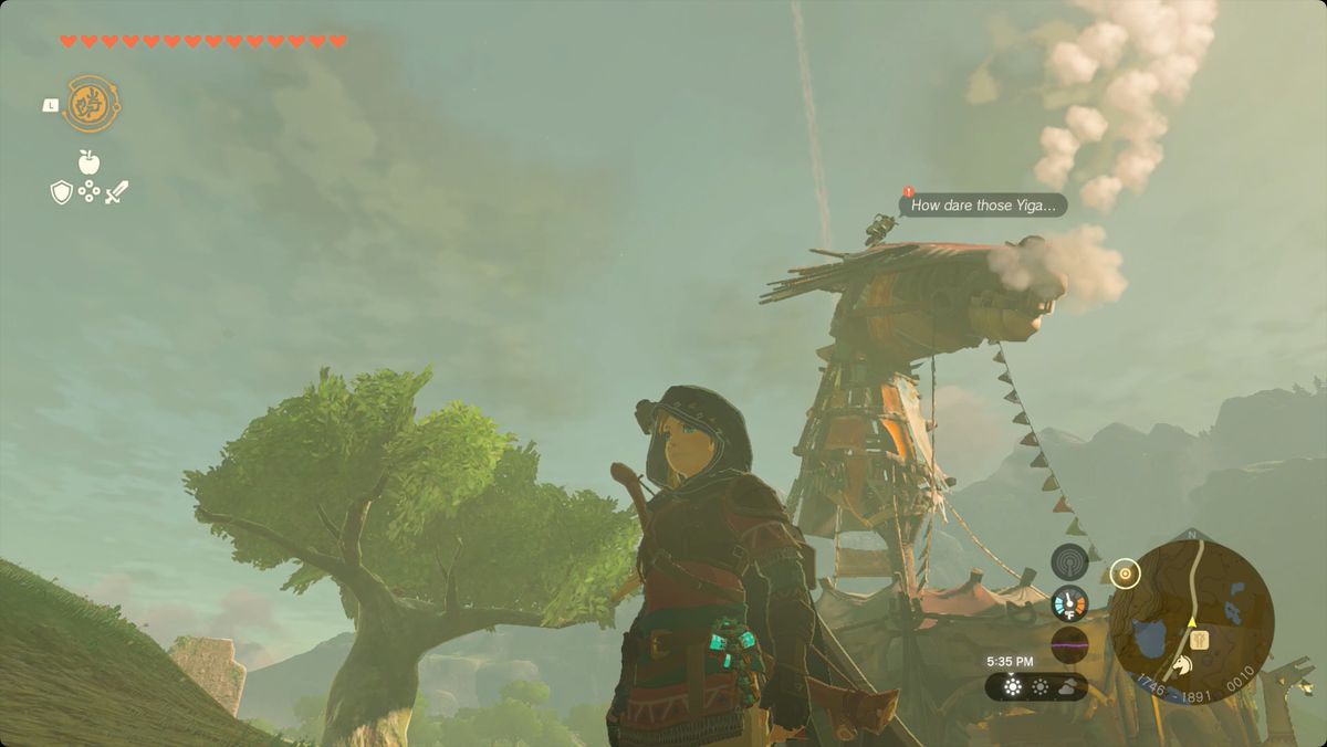 The Legend of Zelda: Tears of the Kingdom Penn som står på toppen av Dueling Peaks-stallet.