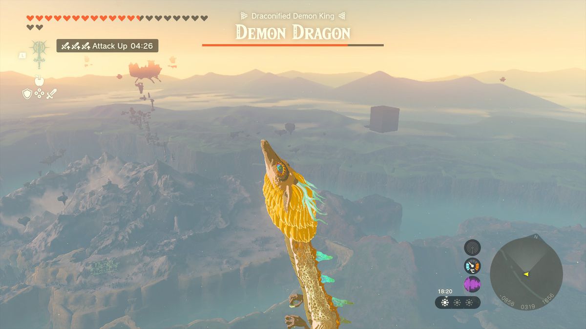 The light dragon catches Link midair during the final boss fight against Ganondorf in Zelda Tears of the Kingdom.