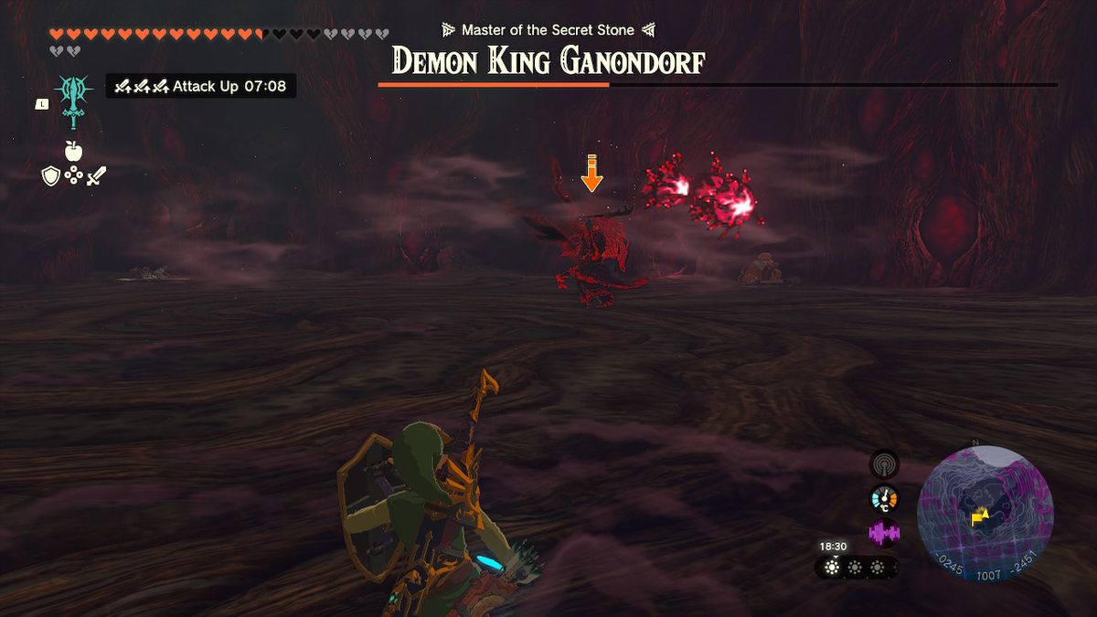 Ganondorf surrounds himself with orbs during the final boss fight of Zelda Tears of the Kingdom.