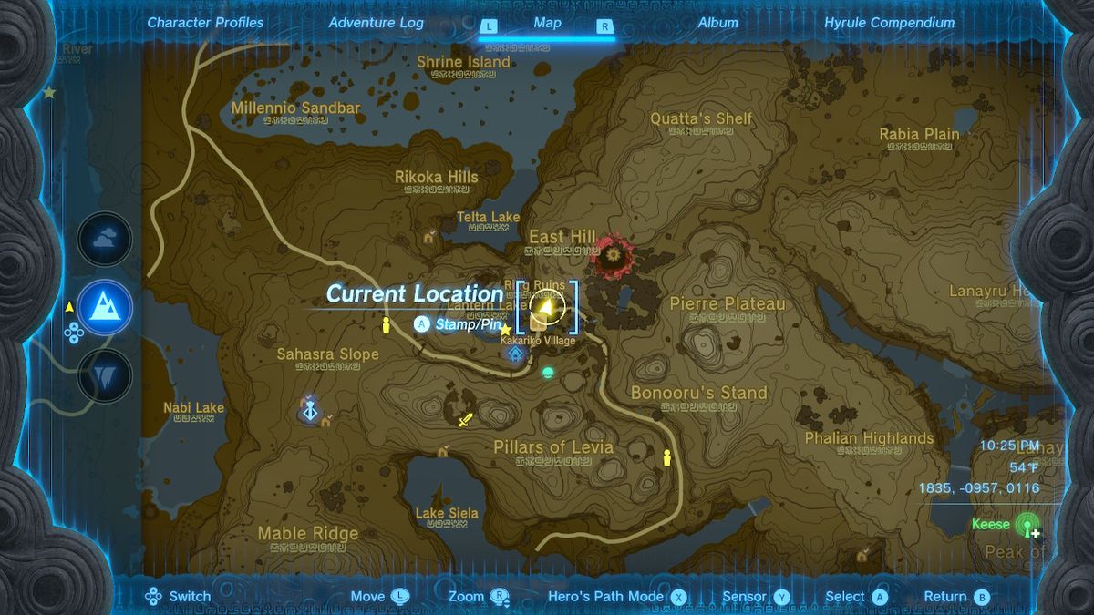 A screenshot of the map location of Wortsworth over at Kakariko Village in Zelda: Tears of the Kingdom