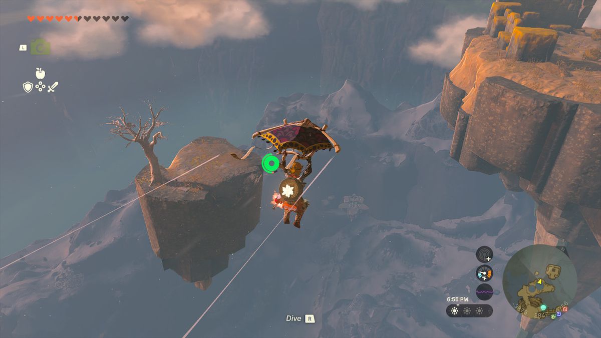 Link glides his way to the star-shaped island in Zelda: Tears of the Kingdom