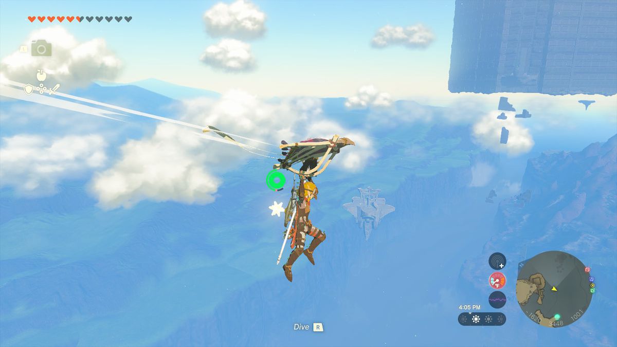 After being pushed, Link uses the paraglider to get to the star-shaped island in Zelda: Tears of the Kingdom