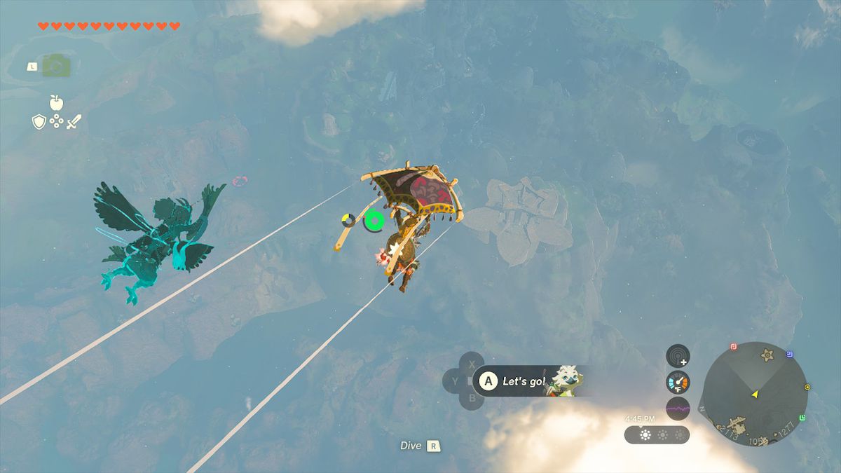 Link glides his way to the star-shaped island in Zelda: Tears of the Kingdom