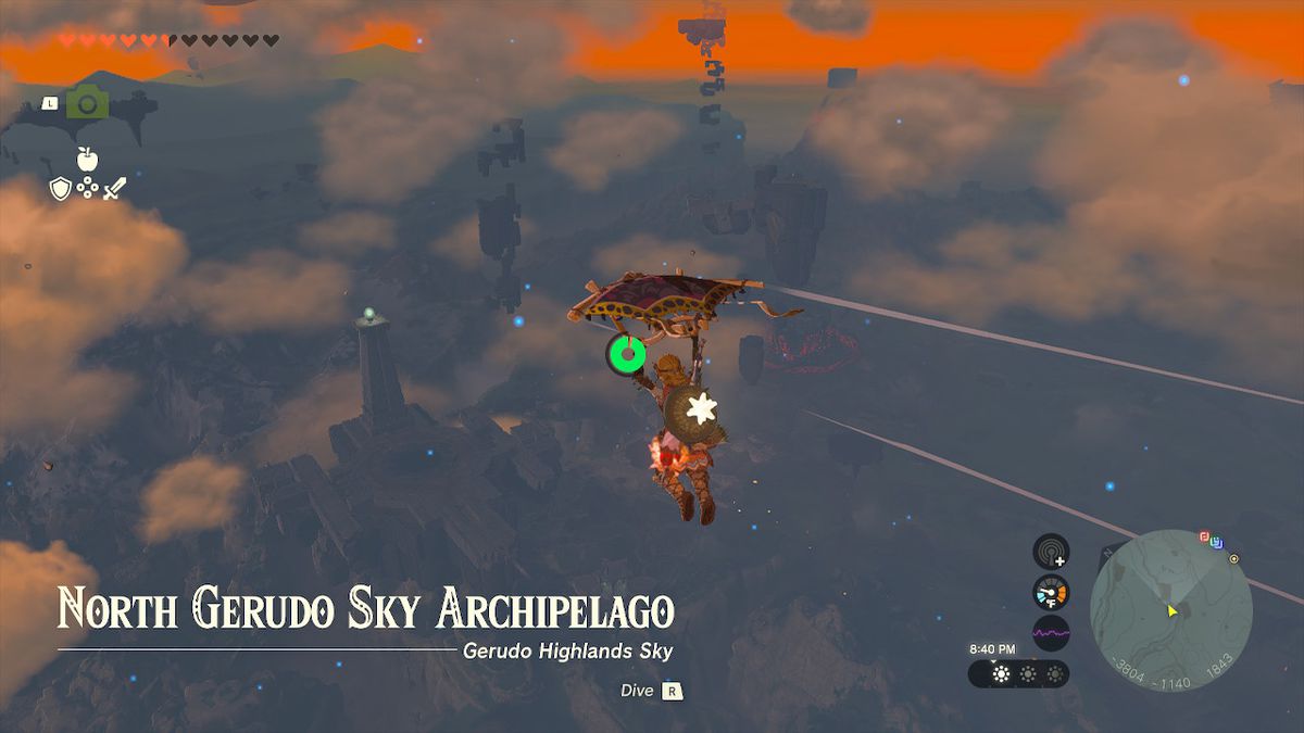 Link enters the North Gerudo Sky Archipelago in Zelda: Tears of the Kingdom