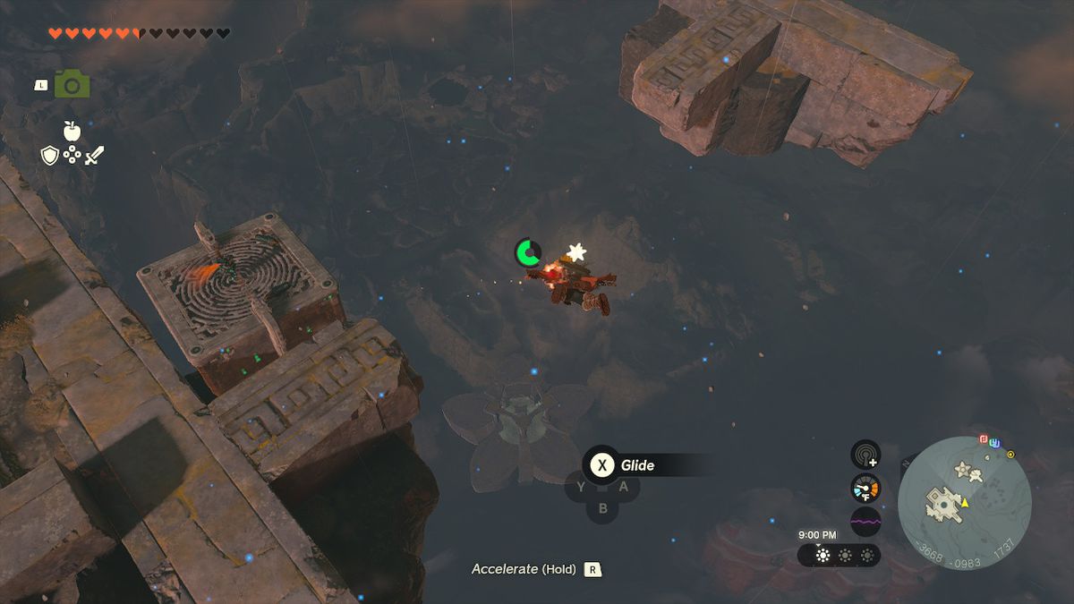 Link skydives toward the star-shaped island in Zelda: Tears of the Kingdom