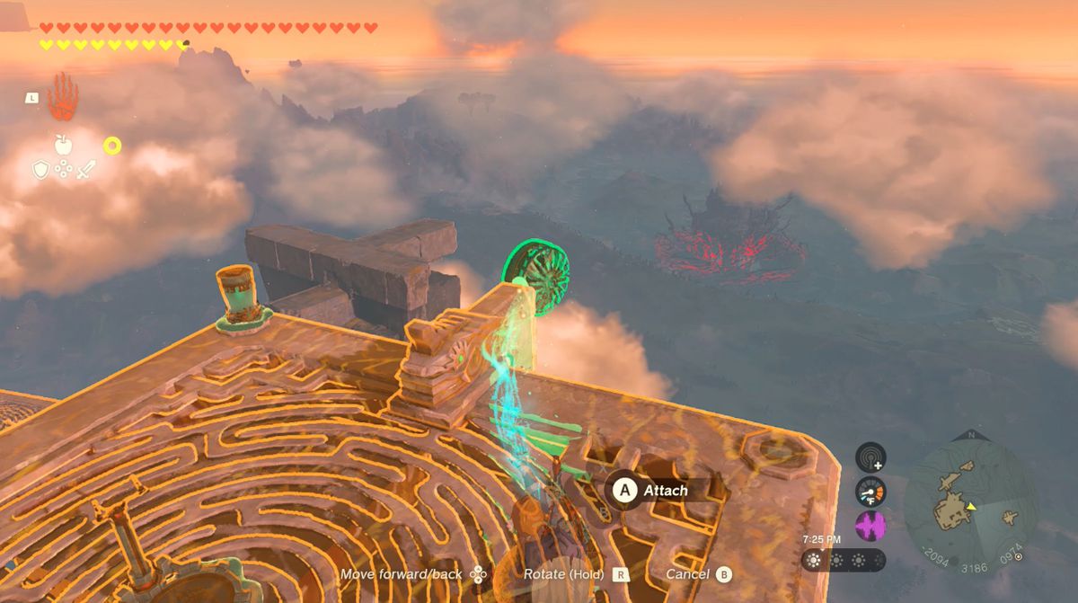 Link flyttar om ett fan på East Hebra Sky Archipelago i Zelda: Tears of the Kingdom