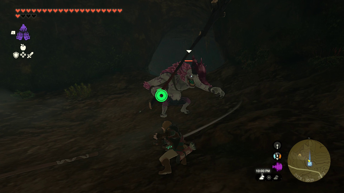 Link slåss mot en Silver Horriblin i Deplian Badlands Cave