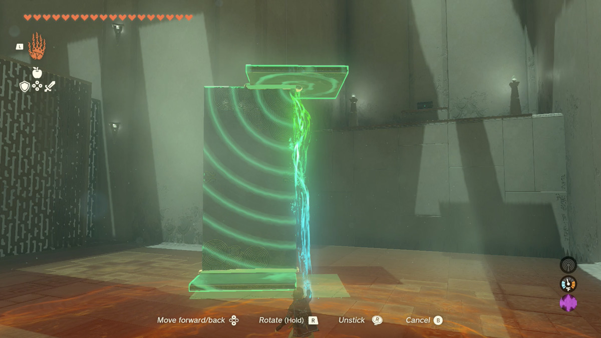 Link använder Ultrahand för att bilda en ställning som han kan ta sig upp i Zelda: Tears of the Kingdom.