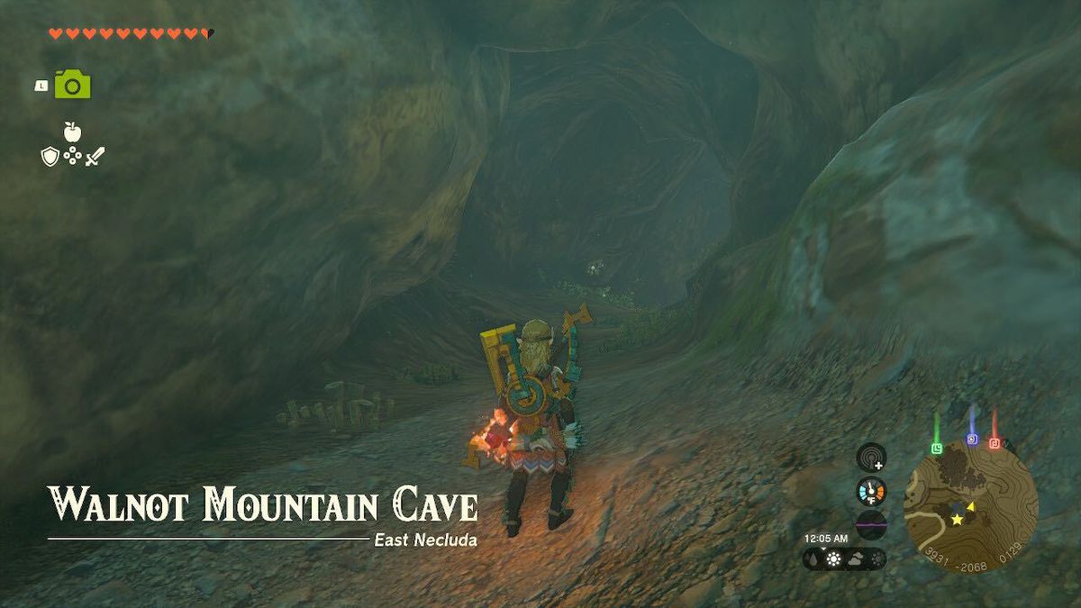 Link står i ingången till Walnot Mountain Cave i Zelda: Tears of the Kingdom