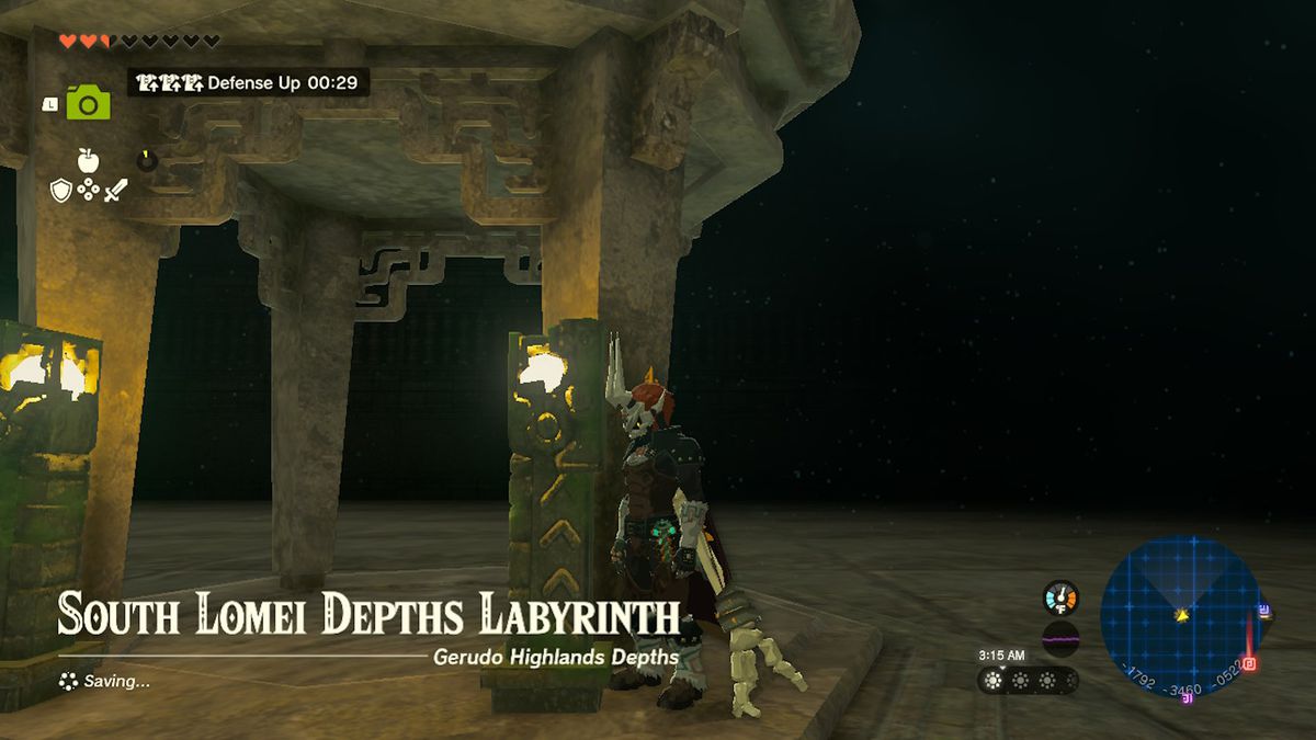 Link står under ett altare i Depths in Zelda Tears of the Kingdom.