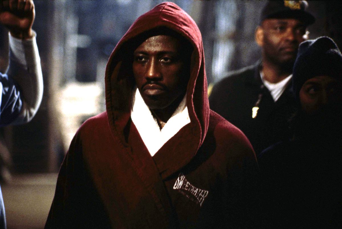 Wesley Snipes wears a red boxing robe in Undisputed