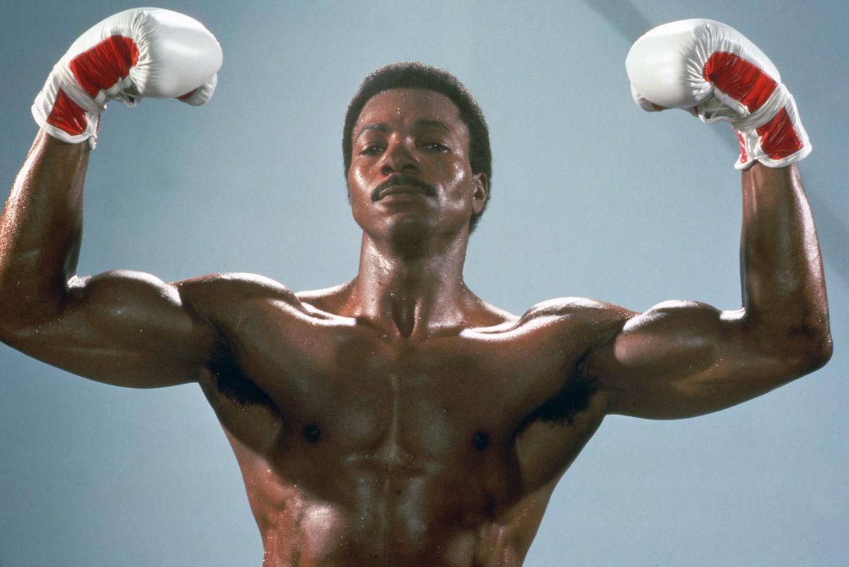 Carl Weathers flexes as Apollo Creed in Rocky IV