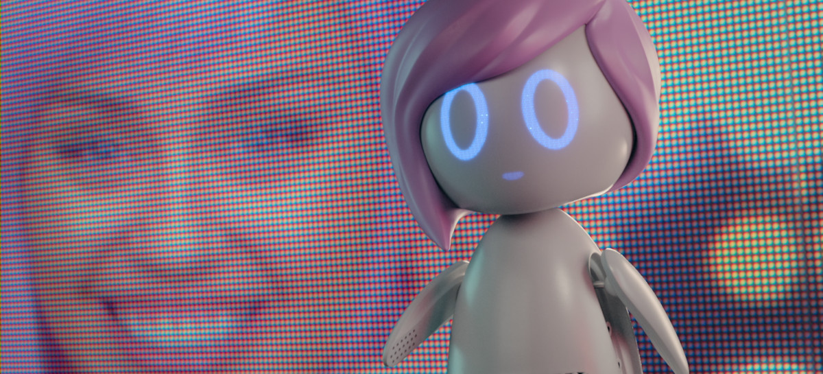 Ashley Too-dockan i förgrunden med Ashley (Miley Cyrus) på en skärm i bakgrunden