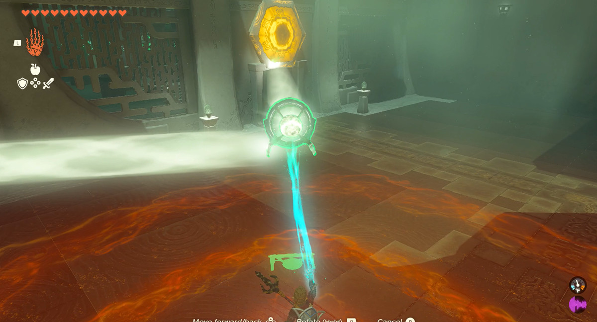Att öppna en grind med två ljusstrålar omdirigerade till ett lås i Zelda: Tears of the Kingdom