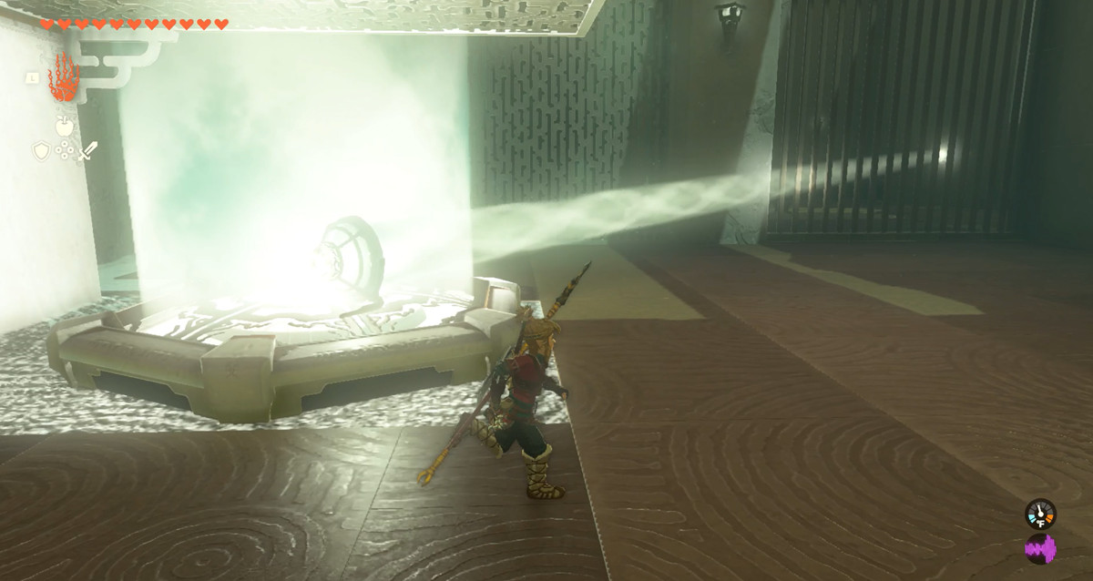 Ljusstrålar som lyser in i ett rum i Zelda: Tears of the Kingdom