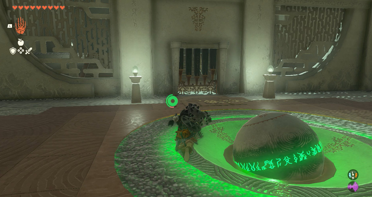 Runakit Shrine-bollen i sin plats i The Legend of Zelda: Tears of the Kingdom