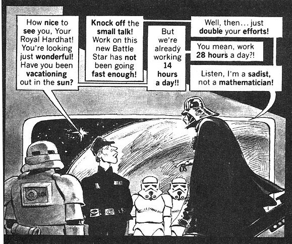 panel från Mad Magazine's Return of the Jedi satire, 1983.