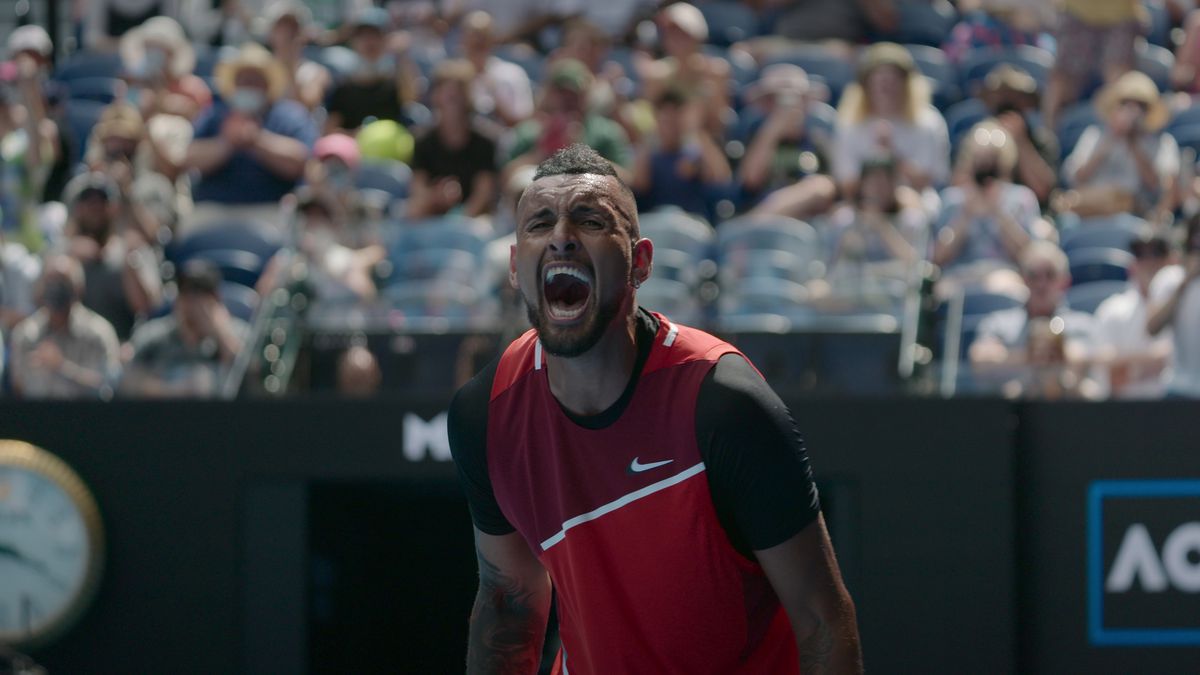 Nick Kyrgios ropar glatt i en stillbild från Break Point