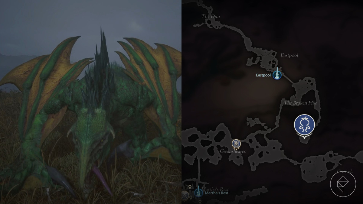 Belphegor-jaktplatsen på kartan över Rosaria i Final Fantasy 16.