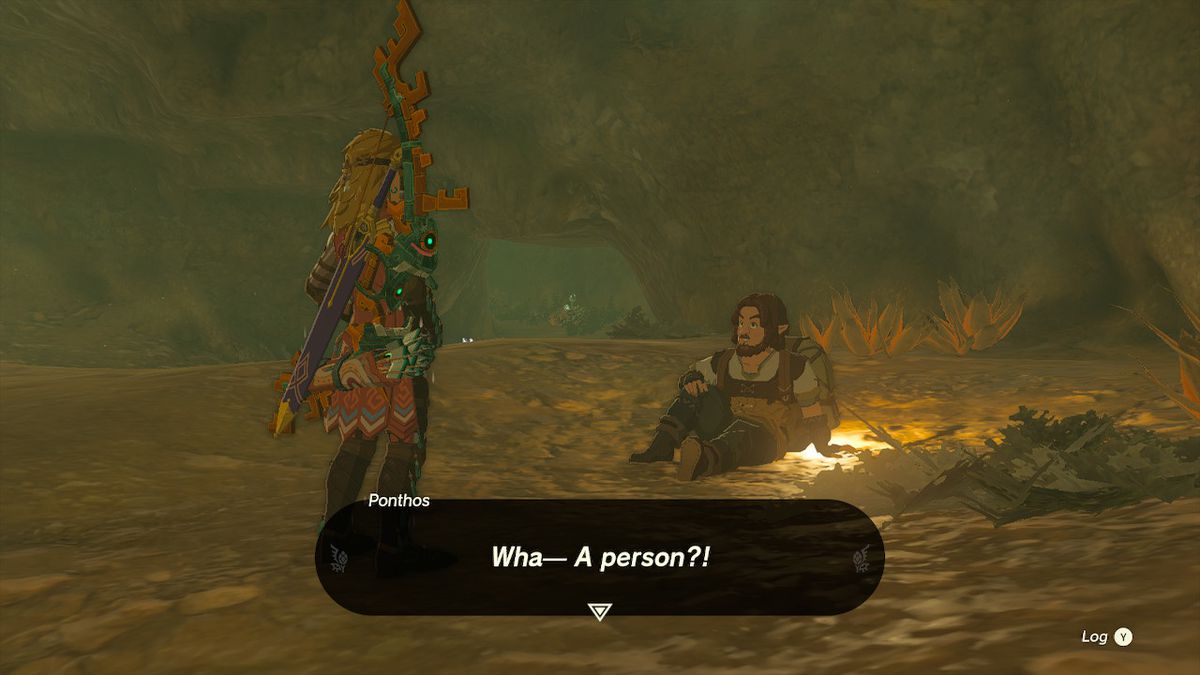 Ponthos säger va, en person?!  efter att ha sett Link i Zelda: Tears of the Kingdom