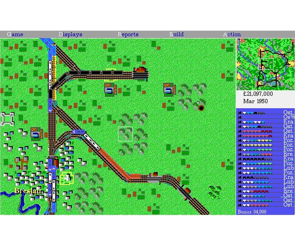 En skärmdump av den ursprungliga Sid Meier's Railroad Tycoon