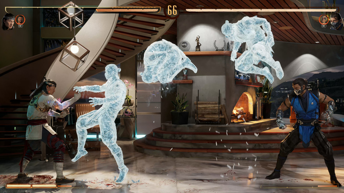 Sub-Zero-användning och isattack som lämnar en isig skugga av var han vände och hoppade i Mortal Kombat 1. 