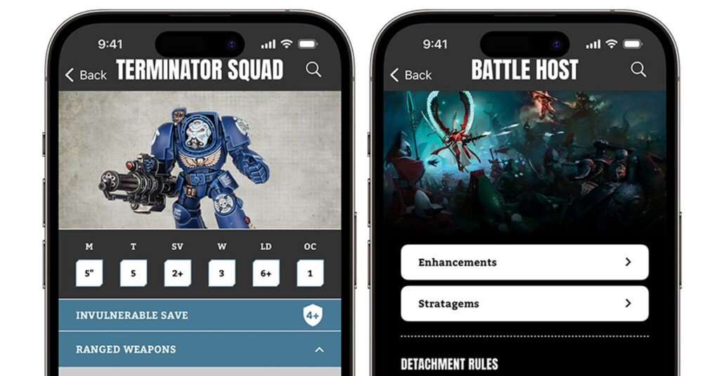 Warhammer 40K:s snygga nya app ger bort många av sina spelregler gratis