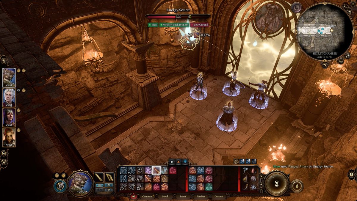 Baldur's Gate 3-spelare som riktar in sig på en energikälla i den hemliga kammaren