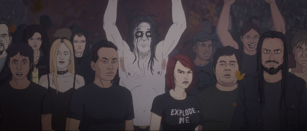 En grupp Dethklok-fans, som sett i Metalocalypse: Army of the Doomstar.