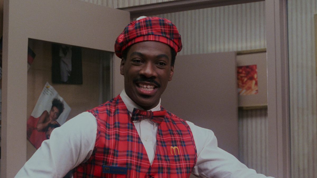 Eddie Murphy in his fast food restaurant outfit in Coming to America