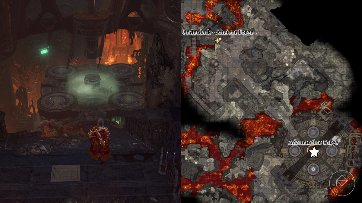 Placeringen av Adamantine Forge i Baldur's Gate 3.