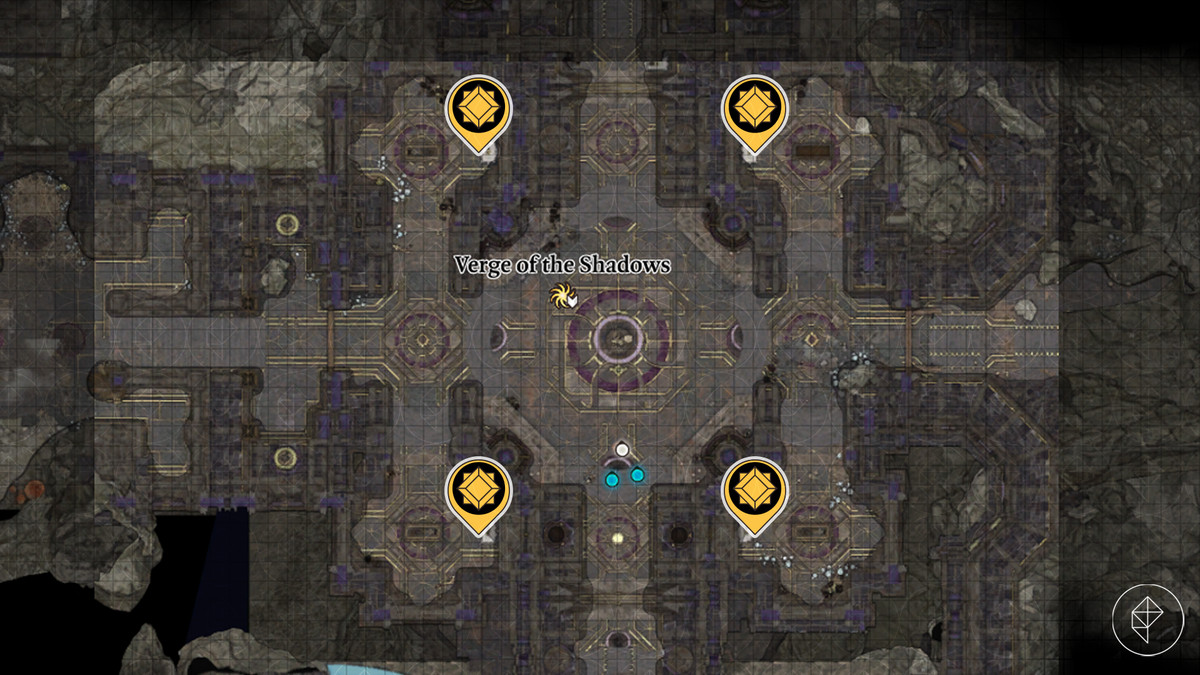 Baldur's Gate 3-karta över spakarna runt Umbral Gem och dess kraftfält