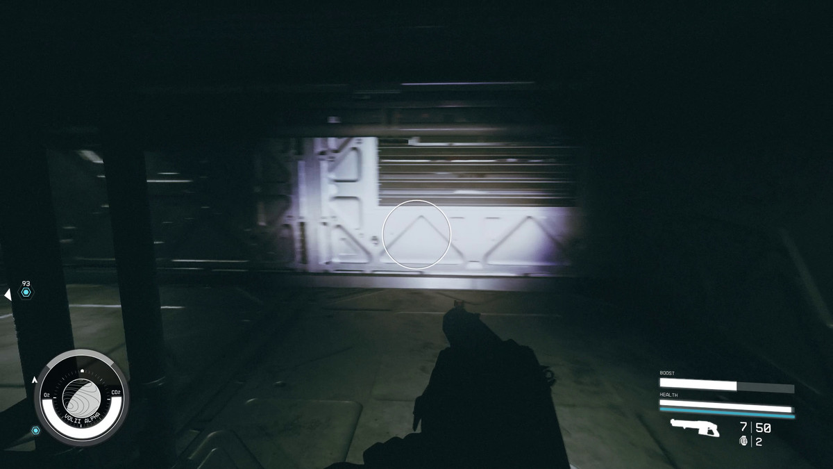 The player sneaks through the vents in Slayton HQ