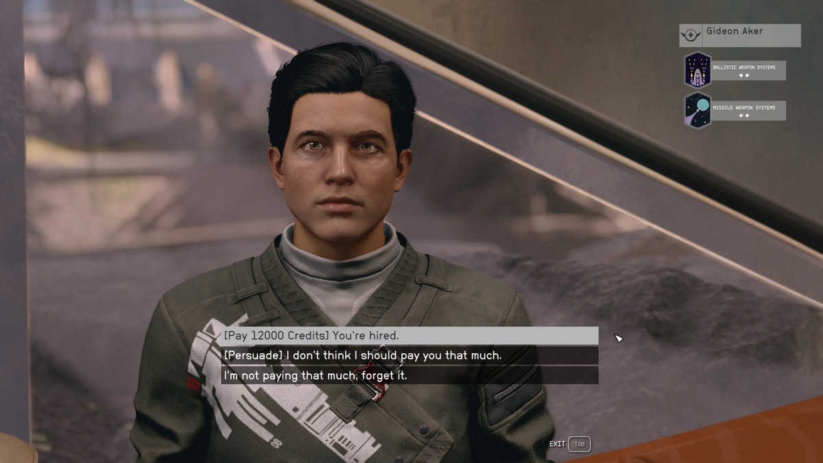 Gideon talks to the player in Starfield