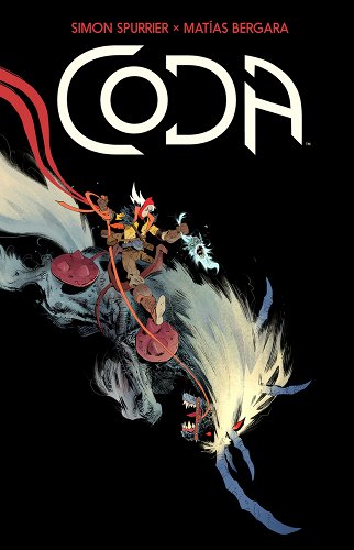 Hum rider sin pentacorn över en skarp mörk bakgrund på omslaget till Codas lyxiga inbundna. 
