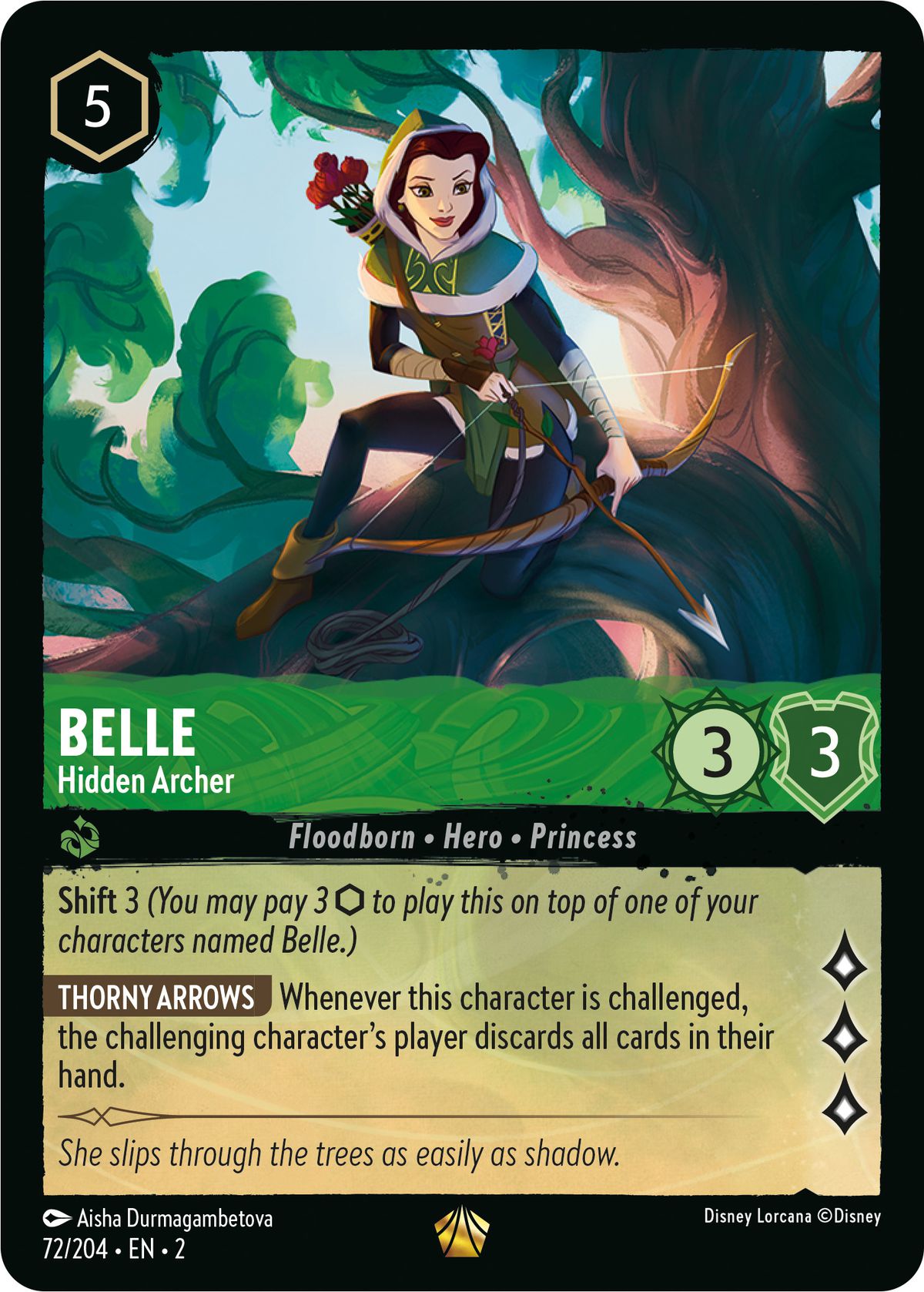 Bell, Hidden Archer är en 3/3 hjälteprinsessa med Shift 3. Den är smaragdfärgad.