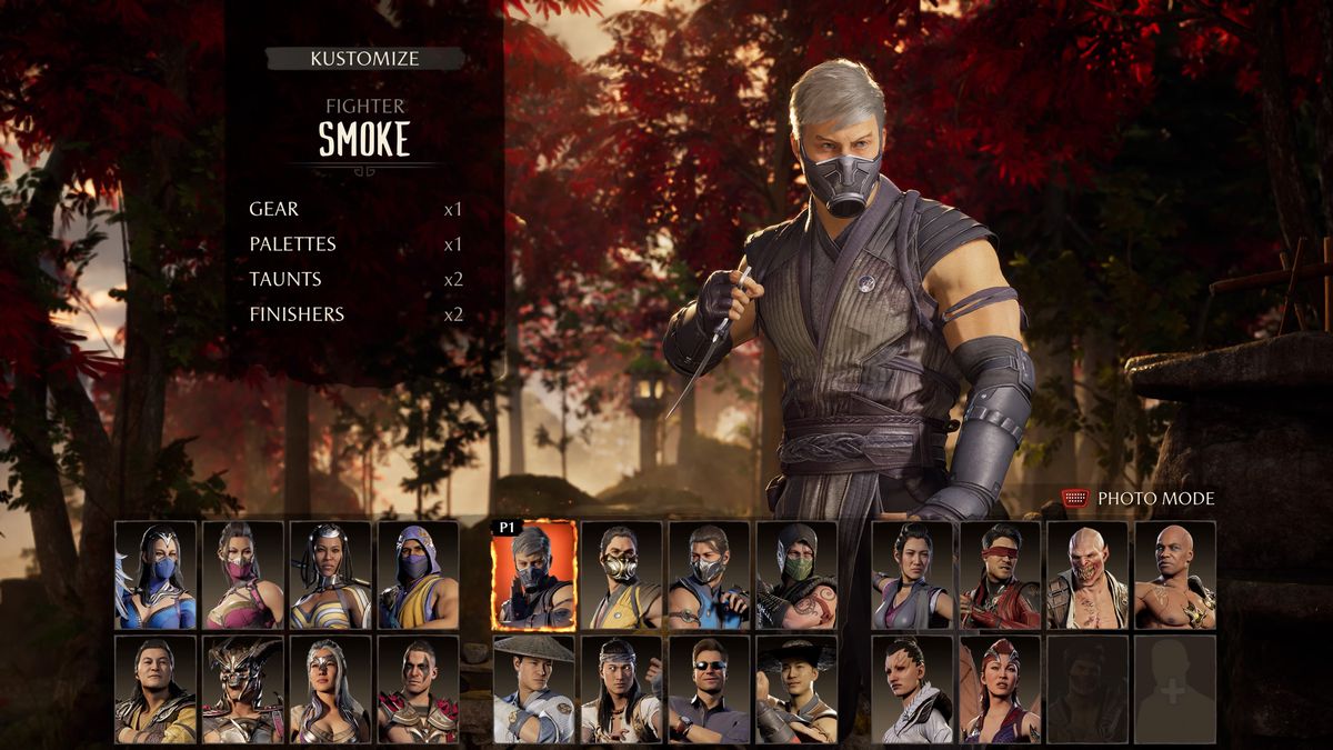 Smoke holds his knife menacingly in Mortal Kombat 1