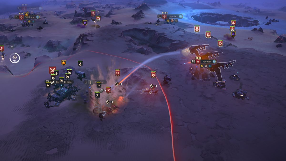En skärmdump av strid i Dune: Spice Wars