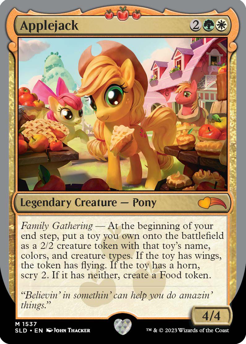 Applejack är en legendarisk varelse, en ponny, med en förmåga som låter dig ta in en leksak som en varelse och spela den.