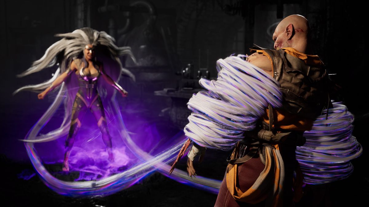Sindel sveper Baraka i hår i Mortal Kombat 1
