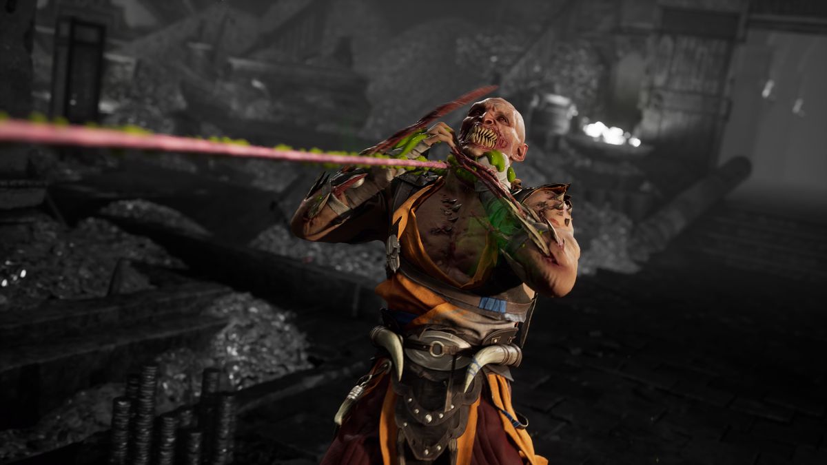 Reptilen kväver Baraka med tungan i Mortal Kombat 1