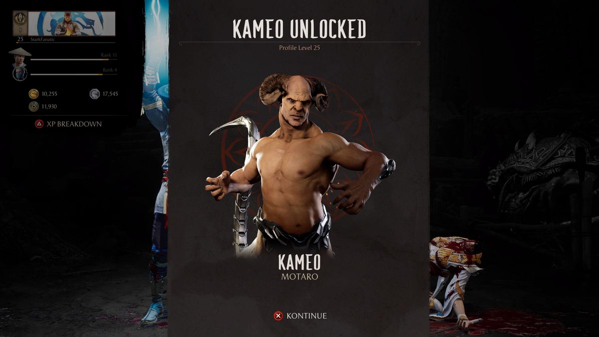 Spelaren låser upp Motaro på nivå 25 i Mortal Kombat 1
