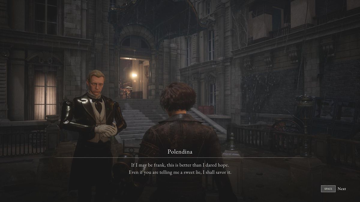 A character named Polendina talks to the player.