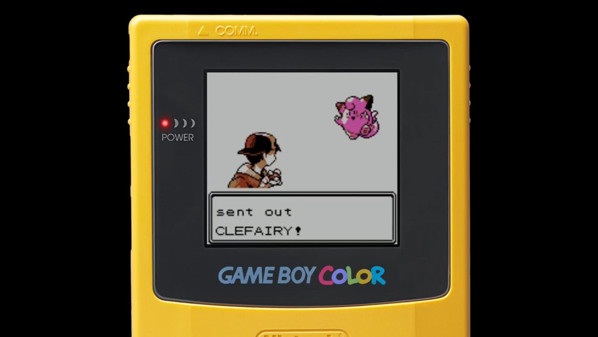 Pokémon Gold-skärmdump på gul Game Boy Color